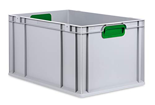 aidB Eurobox NextGen Color grün, 600x400x320 mm, Griffe geschlossen, robuste Plastikbox aus Kunststoff mit ergonomischen Griffen, stapelbare Kunststoffkiste, ideal für die Industrie von aidB