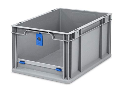 aidB Eurobox NextGen Insight Cover blau, 400x300x220 mm, Cover hoch, robuste Regalbox mit Entnahmeöffnung, stapelbare Kunststoffkiste, ideal für die Industrie, 1 St von aidB