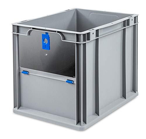 aidB Eurobox NextGen Insight Cover blau, 400x300x320 mm, Cover hoch, robuste Regalbox mit Entnahmeöffnung, stapelbare Kunststoffkiste, ideal für die Industrie, 1St von aidB