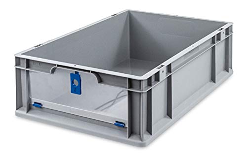 aidB Eurobox NextGen Insight Cover blau, 600x400x170 mm, Cover niedrig, robuste Regalbox mit Entnahmeöffnung, stapelbare Kunststoffkiste, ideal für die Industrie, 1St von aidB