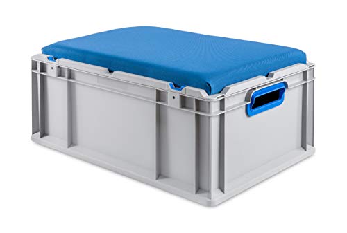 aidB Eurobox NextGen Seat Box, blau, (600x400x265 mm), Griffe offen, Sitzbox mit Stauraum und abnehmbarem Kissen, 1St. von aidB