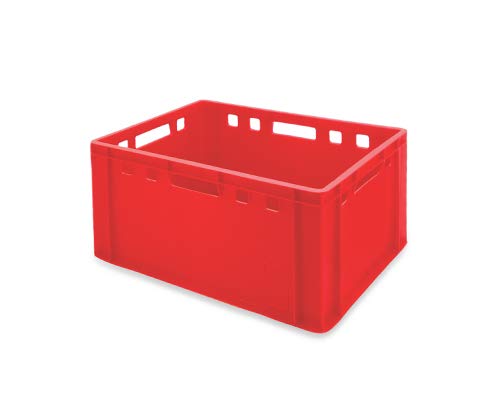 aidB Fleischerkasten E3 rot 600 x 400 x 300 mm, Lebensmittelecht mit geschlossenem Boden und Seiten von aidB