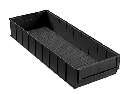 aidB Industriebox, 500x183x81 mm, breit, schwarz, leitfähig, robuste Aufbewahrungsbox aus Kunststoff, stapelbare Lagerbox, ideal für die Industrie von aidB