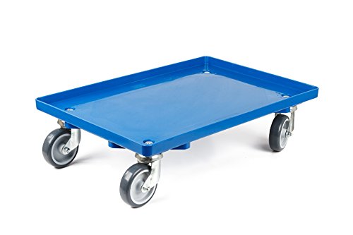 aidB Kunststoff Transportroller Geschlossen - Blau - mit Gummiräder, 2 Lenkrollen und 2 Blockrollen - Einzel von aidB