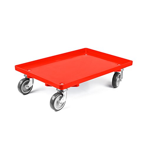 aidB Kunststoff Transportroller Geschlossen - Rot - mit Gummiräder, 4 Lenkrollen - Einzel von aidB