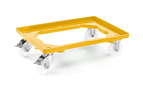 aidB Kunststoff Transportroller Offen - Gelb - mit aidB Kunststoffräder, 2 Lenkrollen und 2 Bremsrollen - Einzel von aidB