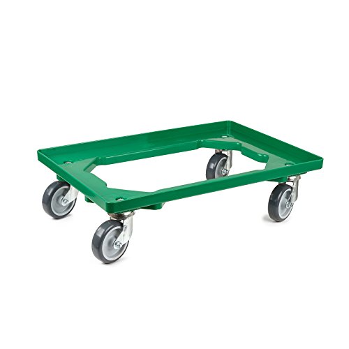 aidB Kunststoff Transportroller Offen - Grün - mit Gummiräder, 4 Lenkrollen - Einzel von aidB