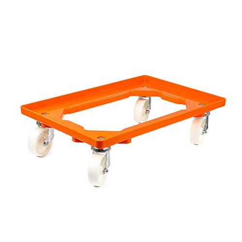 aidB Kunststoff Transportroller Offen - Orange - mit Kunststoffräder, 4 Lenkrollen - Einzel von aidB