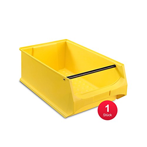 aidB Sichtlagerbox, stabile Stapelbox aus Kunststoff, Lagerbox, ideal für Kleinteile (5.1-500x300x200 (mit Griffstange), Gelb) von aidB