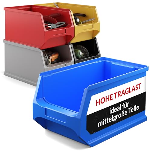 aidB Sichtlagerbox 235x145x125mm – Sortierboxen für Kleinteile – Lagerboxen für Werkstatt & Gewerbe – Kleinteilmagazin mit offener Front – Sortimentskasten für Schütten & Regalsysteme - Gr. 3.0 - Blau von aidB