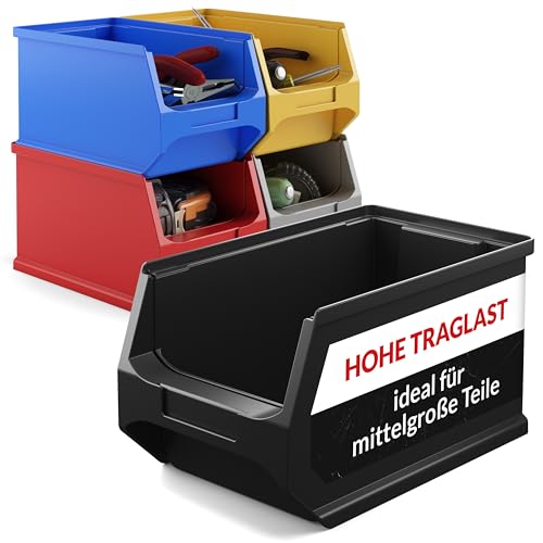 aidB Sichtlagerbox 235x145x125mm – Sortierboxen für Kleinteile – Leitfähige Lagerbox für Werkstatt & Gewerbe – Kleinteilmagazin mit offener Front – Antistatischer Sortimentskasten – Gr. 3.0 - Schwarz von aidB