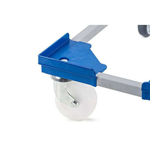 aidB Transportroller Variabel nicht unterteilt für Euroboxen mit 4 Kunststofflenkrollen, Blau, 400x300 mm, variabler Rollwagen zum Transport von Kisten, Praktischer Kistenroller von aidB