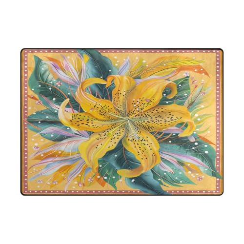 Ästhetischer Teppich für den Innenbereich, 10,2 x 12,7 cm, für stark frequentierte Bereiche im Wohnzimmer, Schlafzimmer, 120 x 150 cm, naturfarben, Boho, helle Blume Ästhetischer Teppich für den Innenbereich, 10,2 x 12,7 cm, für stark frequentierte Bereiche im Wohnzimmer, Schlafzimmer, 120 x 150 cm, naturfarben, Boho, helle Blume von aidingzhi