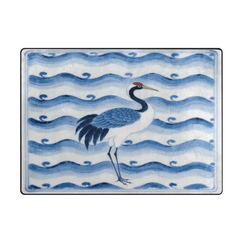 Area Rug Ästhetischer Teppich für stark frequentierte Bereiche im Wohnzimmer, Schlafzimmer, 120 x 150 cm, Natur, Kranichporzellan von aidingzhi