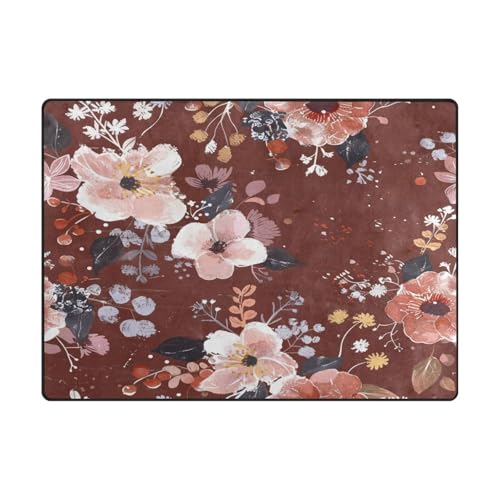 Area Rugs Ästhetischer Wohnzimmer-Teppich für Kinderzimmer, Heimdekoration, 120 x 150 cm, naturfarben, braune Blumen Area Rugs Ästhetischer Wohnzimmer-Teppich für Kinderzimmer, Heimdekoration, 120 x 150 cm, naturfarben, braune Blumen von aidingzhi