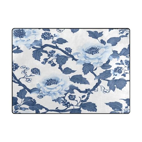 Area Rugs Teppich, maschinenwaschbar, für Jungen, Kinderzimmer, Heimdekoration, 120 x 150 cm, chinesischer Stil, Blumen von aidingzhi