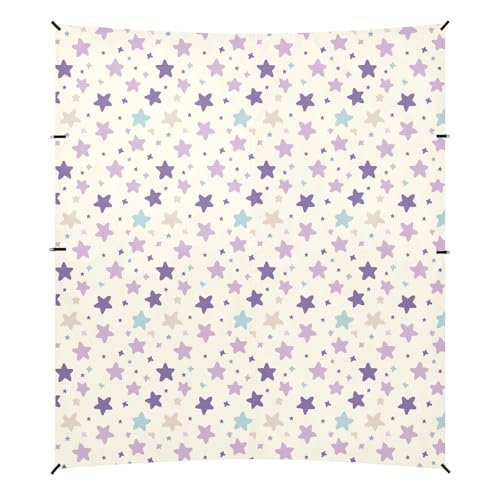 Cute Star Pastell Purple Blue Foldable Beach Cabana UPF50 Easy Setup Shade Sun Shelter with Sandbags and Shovel for Backyard and Camping von aidingzhi