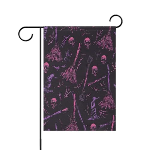 Dead Witch Besenstiel, schwarze Hofflaggen für Garten, buntes Banner für Außendekoration, 30,5 x 45,7 cm, doppelseitig von aidingzhi