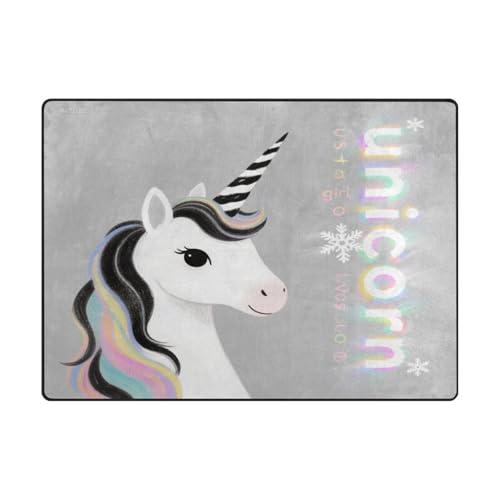 Küchenteppich, 10,2 x 12,7 cm, maschinenwaschbar, für Wohnzimmer, Kinderzimmer, Heimdekoration, 120 x 150 cm, naturfarben – Just A Girl Who Loves Unicorns Küchenteppich, 10,2 x 12,7 cm, maschinenwaschbar, für Wohnzimmer, Kinderzimmer, Heimdekoration, 120 x 150 cm, naturfarben – Just A Girl Who Loves Unicorns von aidingzhi