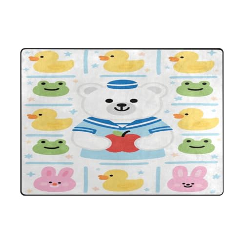 Küchenteppich, ästhetischer Teppich für Jungen, für Schlafzimmer, Esszimmer, Bauernhaus, Kinderzimmer, Heimbüro, 120 x 150 cm, Farbe: Karottenweiß von aidingzhi