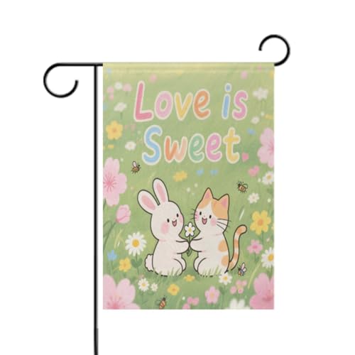 Love Is Sweet Animal Bunny Cat Frühlingsflaggen Outdoor Banner für Hofdekoration, 30,5 x 45,7 cm, doppelseitig Love Is Sweet Animal Bunny Cat Frühlingsflaggen Outdoor Banner für Hofdekoration, 30,5 x 45,7 cm, doppelseitig von aidingzhi