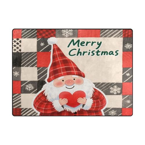 Moderner Teppich, 10,2 x 12,7 cm, bequemer Teppich für Kinder für stark frequentierte Bereiche im Wohnzimmer, Schlafzimmer (120 x 150 cm, Natur), Cartoon-Zwerg, Weihnachten von aidingzhi
