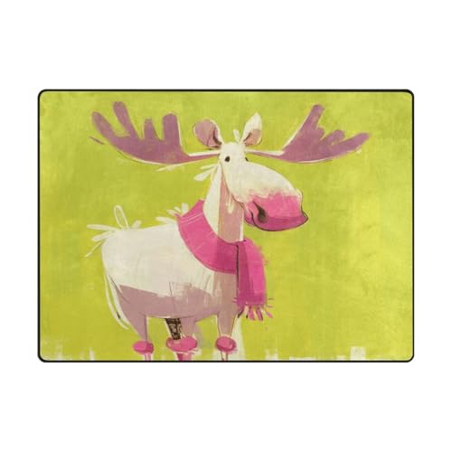 Moderner Teppich, 10,2 x 12,7 cm, bequemer Teppich für Kinder mit hohem Verkehrsaufkommen im Wohnzimmer, Schlafzimmer, 120 x 150 cm, einzigartige Elch-Pastellfarbe von aidingzhi