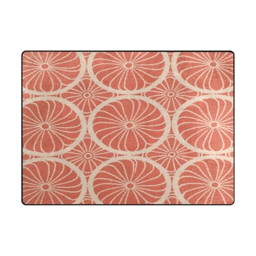 Room Rugs Minimalistischer Teppich für Jungen für Schlafzimmer, Heimdekoration, ästhetische Dekoration, 120 x 150 cm, Orange, japanische Blumenkreise von aidingzhi