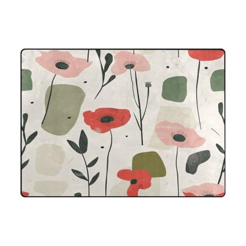 Rug Living Ästhetischer Esszimmer-Teppich für Kinderzimmer, Heimdekoration, 120 x 150 cm, abstrakte Formen und Blumen, bunt Rug Living Ästhetischer Esszimmer-Teppich für Kinderzimmer, Heimdekoration, 120 x 150 cm, abstrakte Formen und Blumen, bunt von aidingzhi