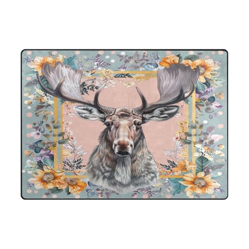 Rug Living Teppich für Jungen, für Schlafzimmer, ästhetische Dekoration, 120 x 150 cm, naturfarben, Boho-Elch, Punkte, Blüte von aidingzhi