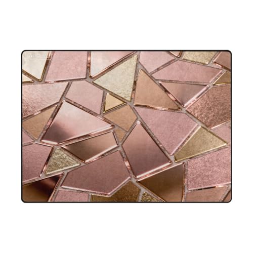 Rug Living minimalistischer Teppich für Schlafzimmer für stark frequentierte Bereiche im Wohnzimmer, Schlafzimmer, 120 x 150 cm, naturfarben, roségoldene Gläser von aidingzhi