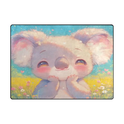 Schlafzimmerteppich, 10,2 x 12,7 cm, bequemer Teppich zum Essen für stark frequentierte Bereiche im Wohnzimmer, Schlafzimmer, 120 x 150 cm, natürliche Koala-Blumen Schlafzimmerteppich, 10,2 x 12,7 cm, bequemer Teppich zum Essen für stark frequentierte Bereiche im Wohnzimmer, Schlafzimmer, 120 x 150 cm, natürliche Koala-Blumen von aidingzhi