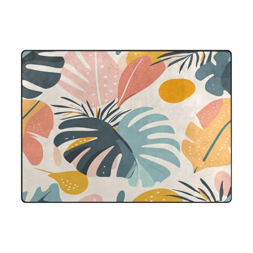 Schlafzimmerteppich, 10,2 x 12,7 cm, minimalistischer Teppich für Kinderzimmer, Heimdekoration (120 x 150 cm), einfache geometrische Blätter, Pflanzen von aidingzhi