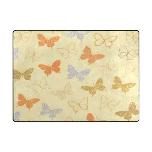 Schlafzimmerteppich, ästhetischer Teppich für Esszimmer, Kinderzimmer, Heimdekoration, 120 x 150 cm, naturfarben, glitzernde Pailletten, Schmetterling, Gelb Schlafzimmerteppich, ästhetischer Teppich für Esszimmer, Kinderzimmer, Heimdekoration, 120 x 150 cm, naturfarben, glitzernde Pailletten, Schmetterling, Gelb von aidingzhi