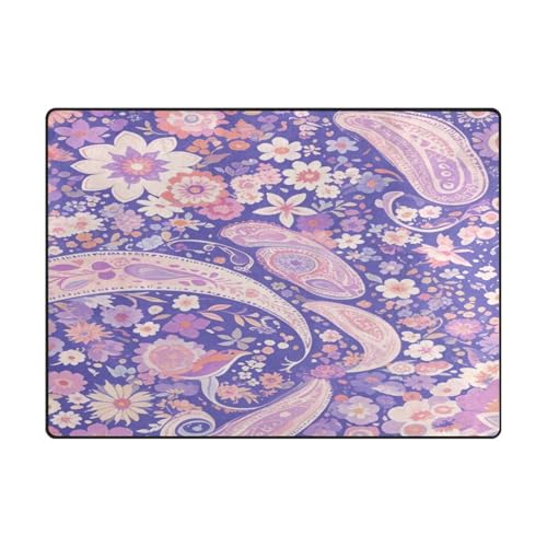 Schlafzimmerteppich, maschinenwaschbar, Wohnzimmer-Teppiche für Schlafzimmer, Esszimmer, Bauernhaus, Kinderzimmer, Heimbüro, 120 x 150 cm, naturfarben, Boho, Rosa, Lila, Vintage-Blumen Schlafzimmerteppich, maschinenwaschbar, Wohnzimmer-Teppiche für Schlafzimmer, Esszimmer, Bauernhaus, Kinderzimmer, Heimbüro, 120 x 150 cm, naturfarben, Boho, Rosa, Lila, Vintage-Blumen von aidingzhi