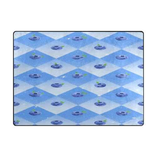Schlafzimmerteppich, minimalistischer Teppich für Kinder für stark frequentierte Bereiche im Wohnzimmer, Schlafzimmer, 120 x 150 cm, Blaubeerblau, Glitzer von aidingzhi