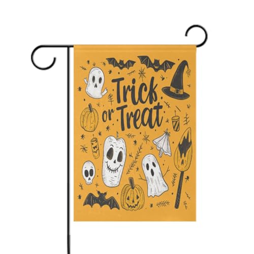 Süße Kritzelei-Zeichnungen, Süßes oder Saures Buttergelb, für den Außenbereich, dekorative Flaggen für den Außenbereich, 30,5 x 45,7 cm, doppelseitig Süße Kritzelei-Zeichnungen, Süßes oder Saures Buttergelb, für den Außenbereich, dekorative Flaggen für den Außenbereich, 30,5 x 45,7 cm, doppelseitig von aidingzhi