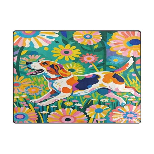 Teppich, 10,2 x 12,7 cm, bequemer Teppich für Kinderzimmer, Heimdekoration, 120 x 150 cm, natürliche Beagle-Blume von aidingzhi