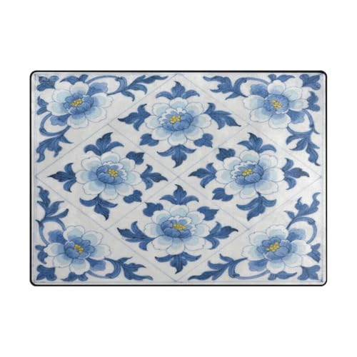 Teppich, moderner Teppich für Jungen, für Schlafzimmer, ästhetische Dekoration, 120 x 150 cm, chinesischer Stil, Blumenmuster von aidingzhi
