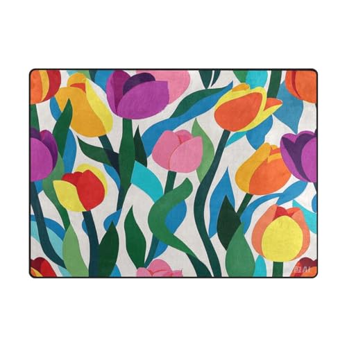 Teppich, waschbar, 10,2 x 12,7 cm, maschinenwaschbar, für Kinderzimmer, Heimdekoration, 120 x 150 cm, bunte Blumen, schön Teppich, waschbar, 10,2 x 12,7 cm, maschinenwaschbar, für Kinderzimmer, Heimdekoration, 120 x 150 cm, bunte Blumen, schön von aidingzhi