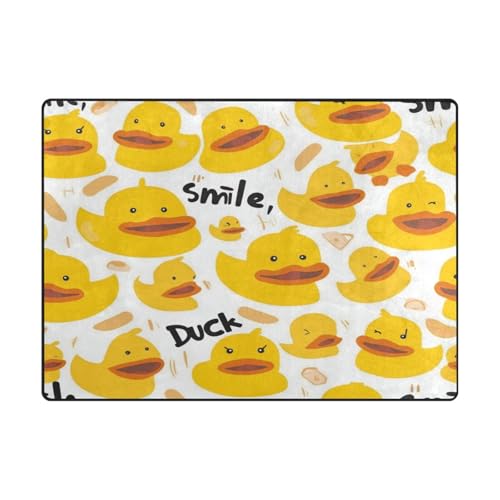 Teppich für Wohnheim, ästhetischer, waschbarer großer Teppich für stark frequentierte Bereiche im Wohnzimmer, Schlafzimmer, 120 x 150 cm, naturfarben, schlichtes Entengelb von aidingzhi