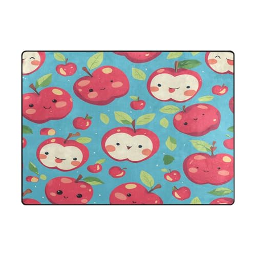 Teppich für Wohnheim, minimalistischer Teppich für Jungen, Schlafzimmer, ästhetische Dekoration, 120 x 150 cm, karotonrot, fruchtgrün, Blätter von aidingzhi