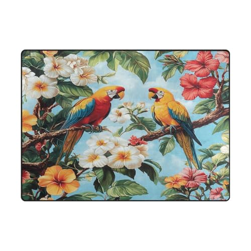 Teppich für den Innenbereich, 10,2 x 12,7 cm, moderner Teppich für Kinderzimmer, Heimdekoration, tropische Pflanzen, Papageien, Tiere von aidingzhi