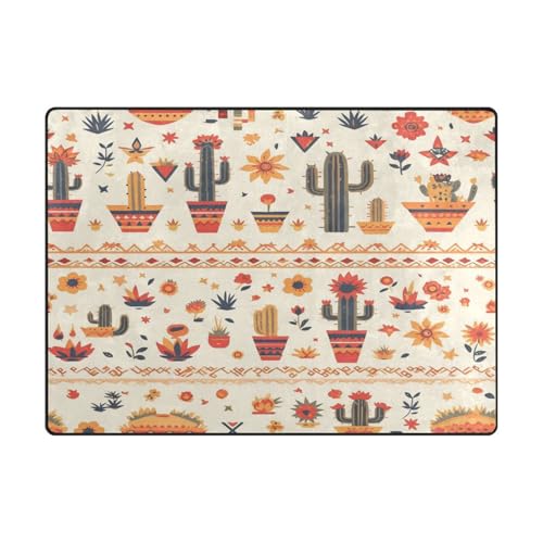 Teppiche, maschinenwaschbar, für stark frequentierte Bereiche im Wohnzimmer, Schlafzimmer, 100 x 150 cm, Kaktus-Retro-Stil, Orange Teppiche, maschinenwaschbar, für stark frequentierte Bereiche im Wohnzimmer, Schlafzimmer, 100 x 150 cm, Kaktus-Retro-Stil, Orange von aidingzhi
