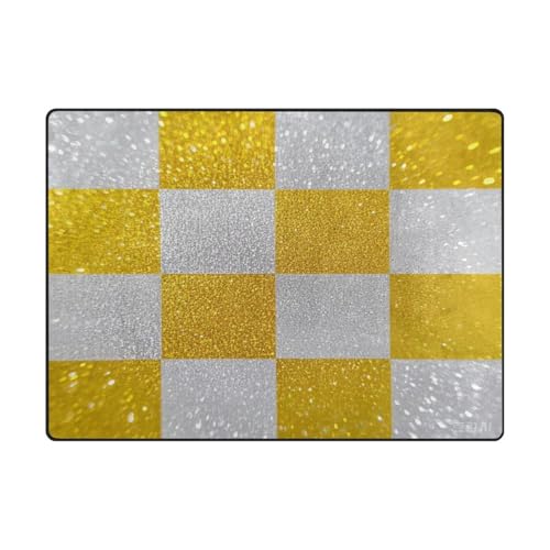 Teppiche, waschbar, minimalistischer Wohnzimmer-Teppich für stark frequentierte Bereiche im Wohnzimmer, Schlafzimmer, 120 x 150 cm, Farbe: Weiß / Gelb von aidingzhi