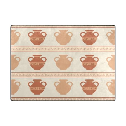 Vintage-Teppich, maschinenwaschbar, Wohnzimmer-Teppiche für stark frequentierte Bereiche im Wohnzimmer, Schlafzimmer, 120 x 150 cm, natürlicher Topf im antiken Boho-Stil von aidingzhi
