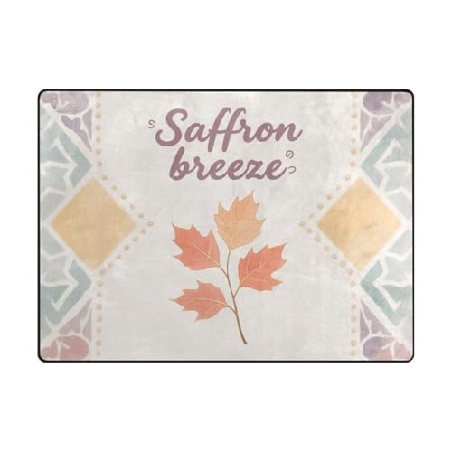 Waschbarer Teppich, maschinenwaschbar, für Kinder, Schlafzimmer, Esszimmer, Bauernhaus, Kinderzimmer, Zuhause, Büro, 120 x 150 cm, natürliche Herbstblätter von aidingzhi
