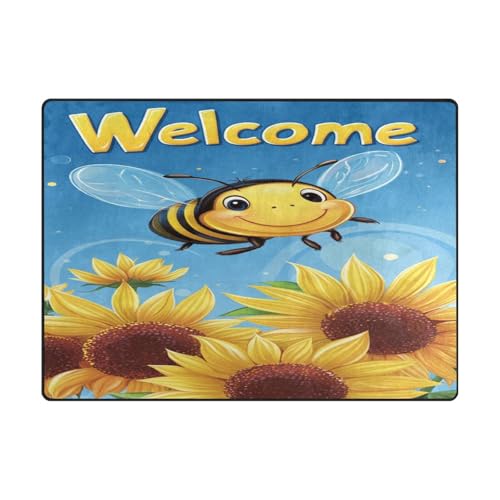 Waschbarer Teppich, minimalistischer Teppich für Schlafsaal, Schlafzimmer, ästhetische Dekoration, 120 x 150 cm, Farbe: Gelbe Biene Happy Waschbarer Teppich, minimalistischer Teppich für Schlafsaal, Schlafzimmer, ästhetische Dekoration, 120 x 150 cm, Farbe: Gelbe Biene Happy von aidingzhi