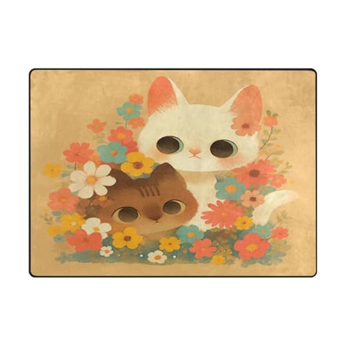 Wohnheimteppich, 10,2 x 12,7 cm, gemütlich, für Kinderzimmer, Heimdekoration, 120 x 150 cm, naturfarben, niedliche Blumen, Vintage Wohnheimteppich, 10,2 x 12,7 cm, gemütlich, für Kinderzimmer, Heimdekoration, 120 x 150 cm, naturfarben, niedliche Blumen, Vintage von aidingzhi