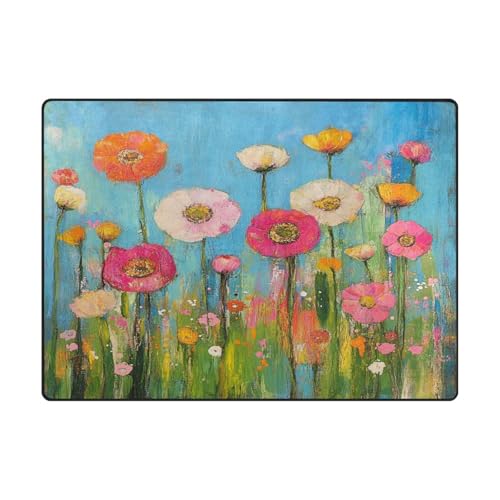 Wohnzimmerteppich, 10,2 x 12,7 cm, moderner Wohnzimmer-Teppich für Schlafzimmer, Esszimmer, Bauernhaus, Kinderzimmer, Heimbüro, 120 x 150 cm, natürliche Farben, Blumen Wohnzimmerteppich, 10,2 x 12,7 cm, moderner Wohnzimmer-Teppich für Schlafzimmer, Esszimmer, Bauernhaus, Kinderzimmer, Heimbüro, 120 x 150 cm, natürliche Farben, Blumen von aidingzhi